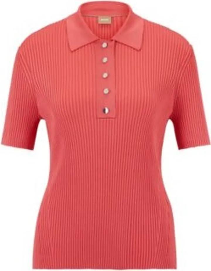 Slim-fit ribbed top with press-stud placket