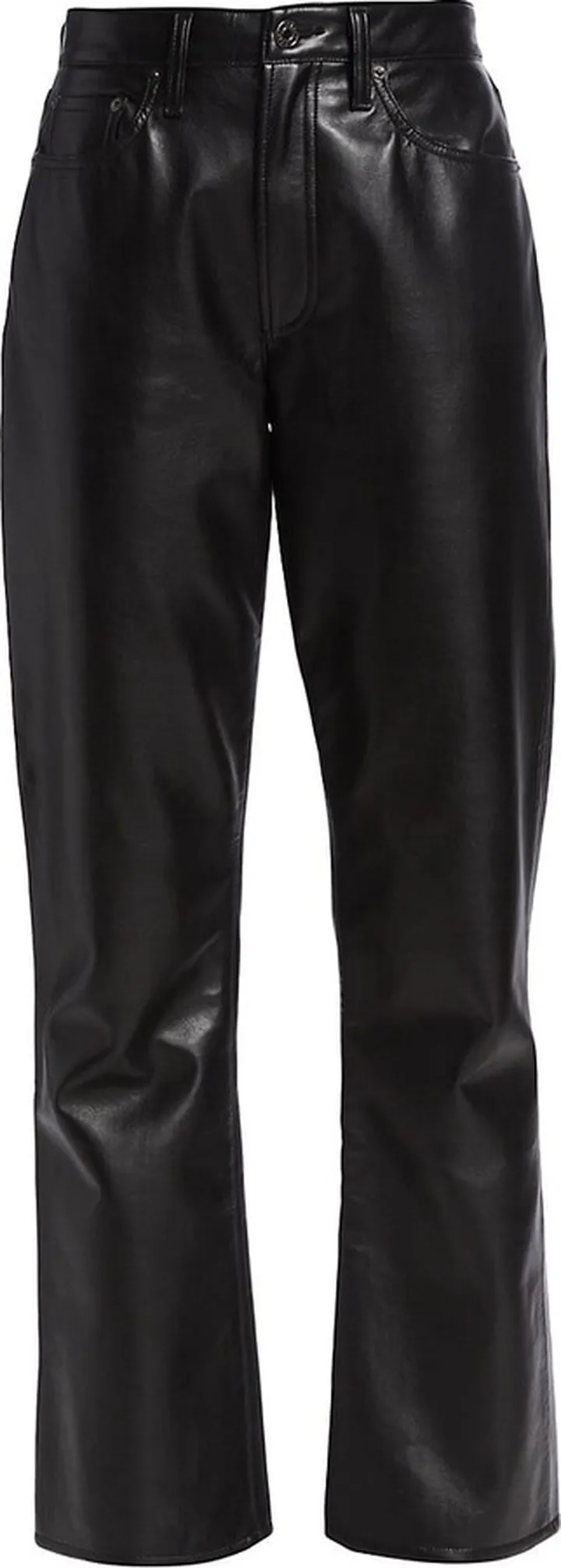 Relaxed Boot-Cut Leather-Blend Pants