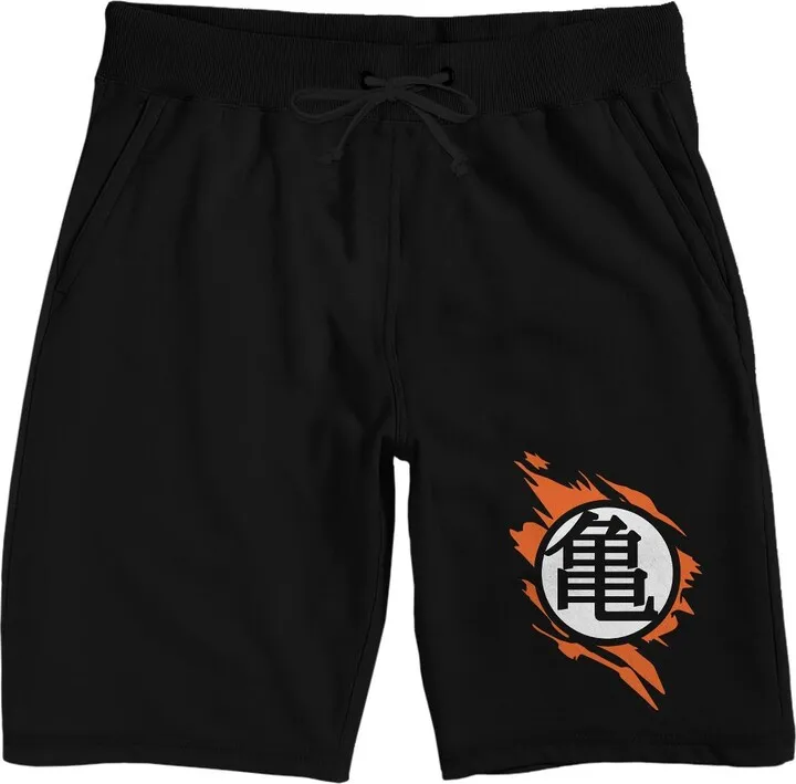 Dragon Ball Z Master Roshi Kanji Symbol Men’s Black Sleep Pajama Shorts-Large