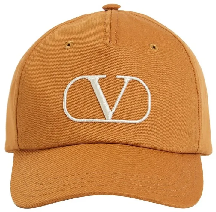 Embroidered V logo cotton canvas cap