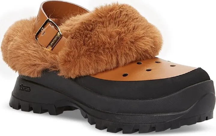 Trace Womens Faux Fur Slip On Clogs