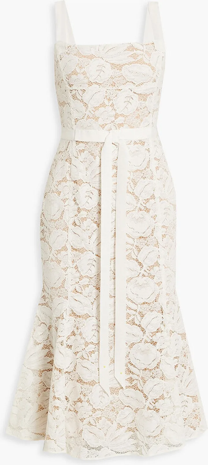 Cotton-blend corded lace midi dress