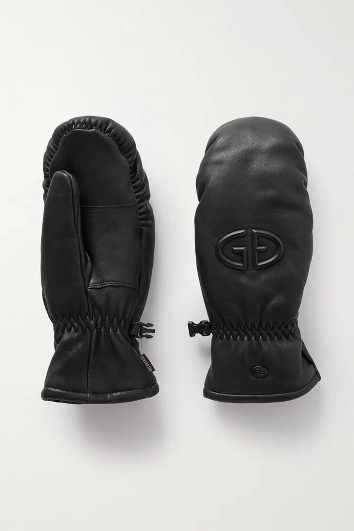 Goldbergh - Hilja Embossed Padded Leather Ski Mittens - Black