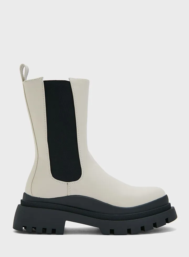 Taupe Chunky Chelsea Boots