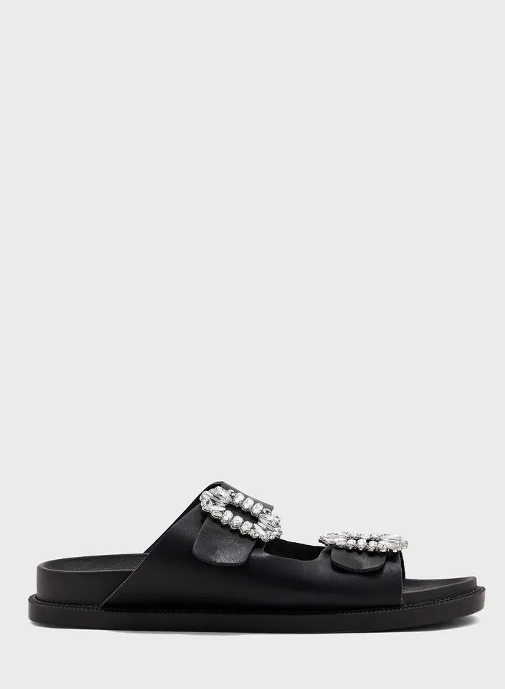 Jewelled Buckle Flat Sandal