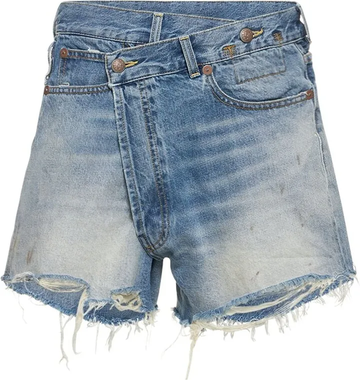 Crossover denim shorts