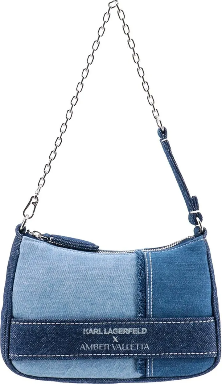 Karl Lagerfeld x Amber Valletta denim shoulder bag with patchwork effect