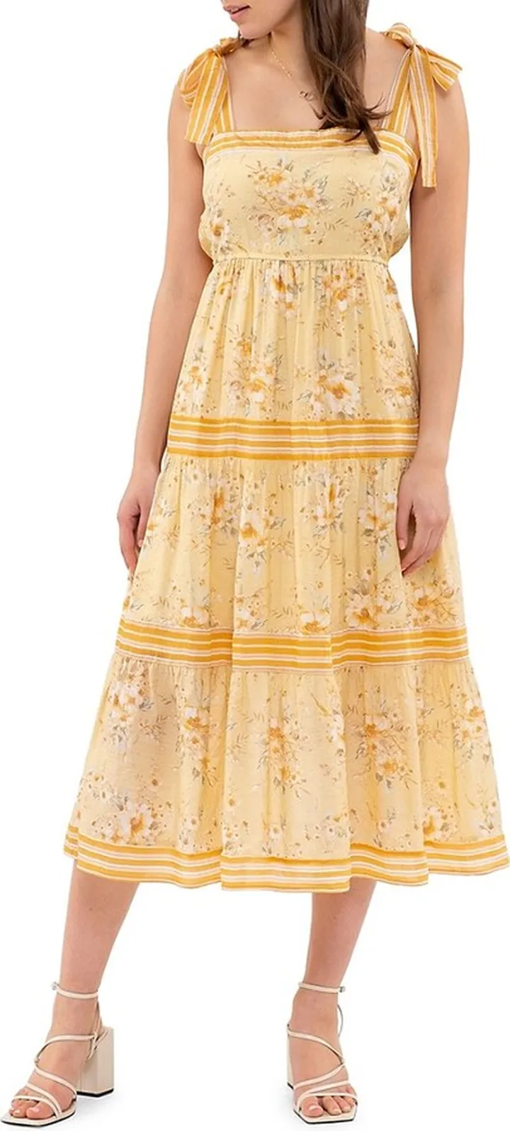 Floral Print Flare Midi Dress
