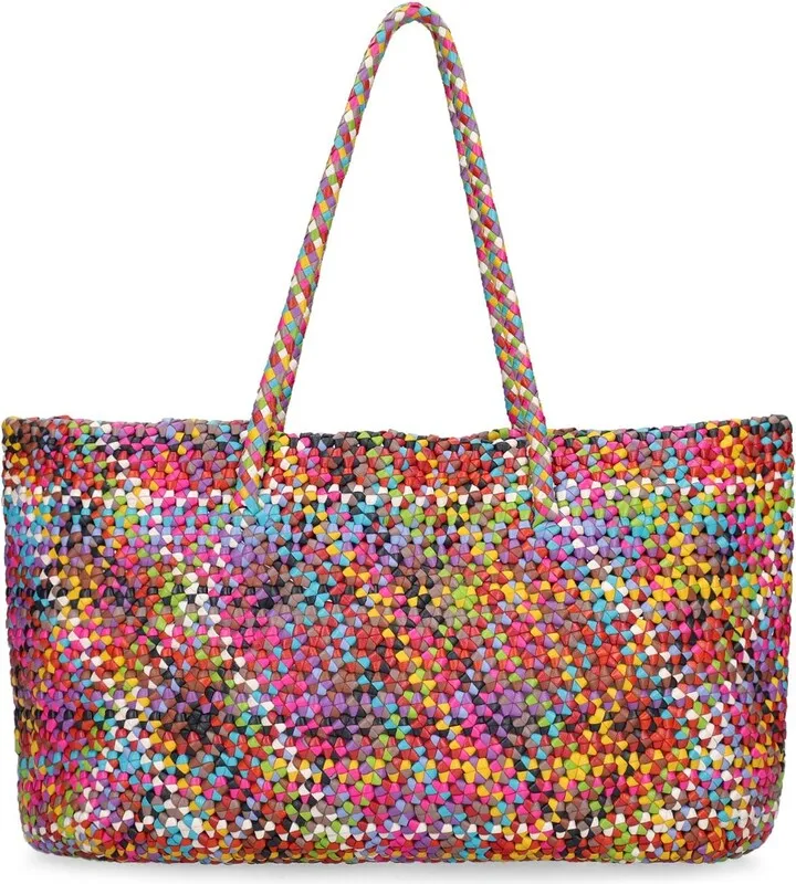 Multi Octo weave leather tote bag