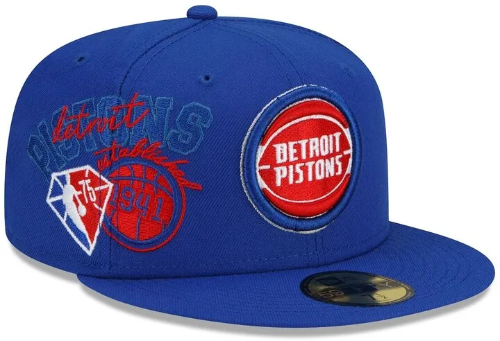 Men's New Era Blue Detroit Pistons Back Half 59FIFTY Fitted Hat