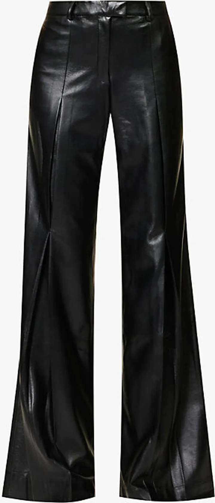 Womens Black Vortico Wide-leg High-rise Faux-leather Trousers