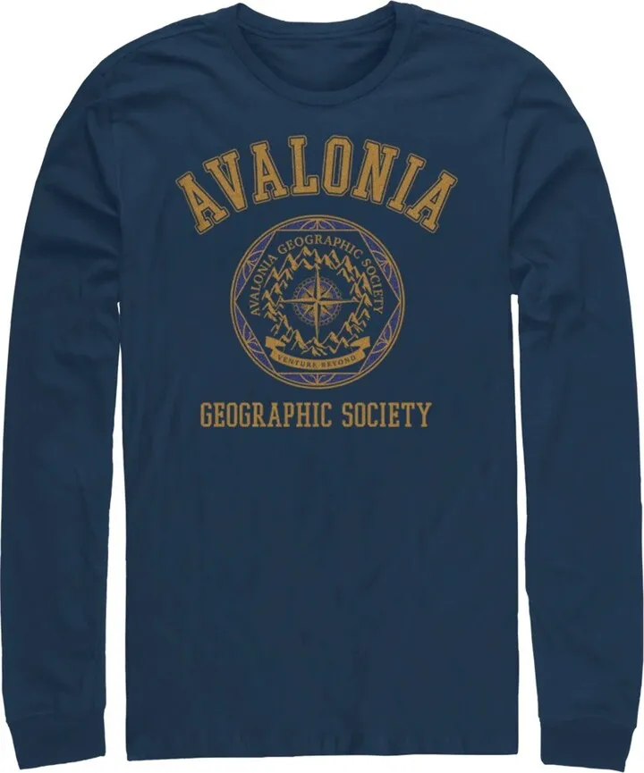Men's Disney Strange World Avalonia Geographic Society Long Sleeve Shirt - Navy Blue - Large