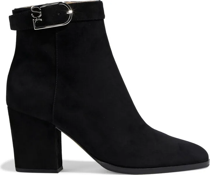 Buckled suede ankle boots