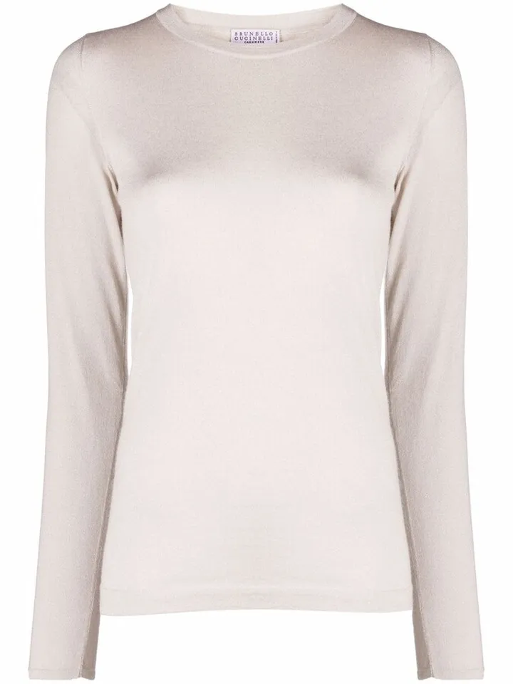 Metallic Cashmere-Blend Knit Top