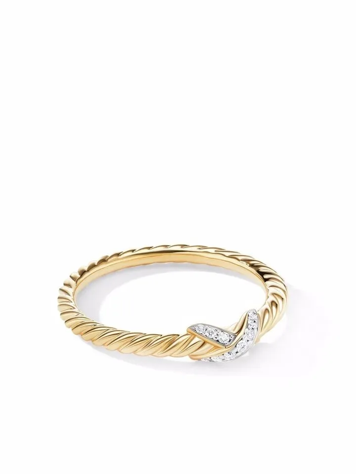 18kt yellow gold Petit X diamond ring