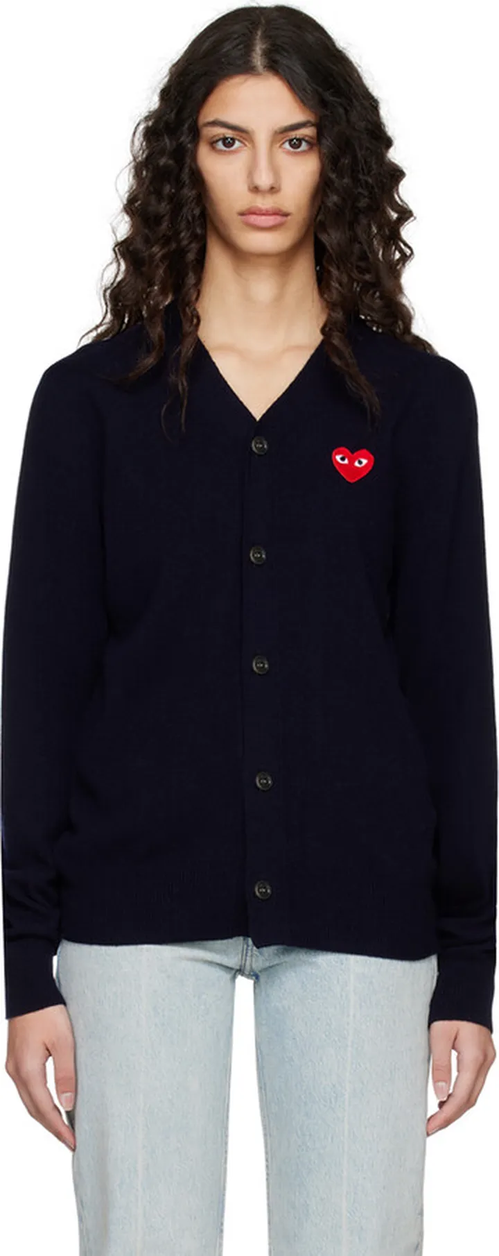 Comme des Garçons Play Navy Heart Cardigan