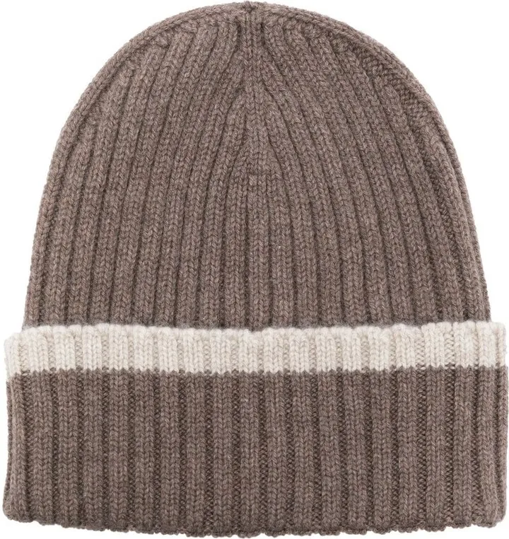 Stripe-Trim Cashmere Beanie