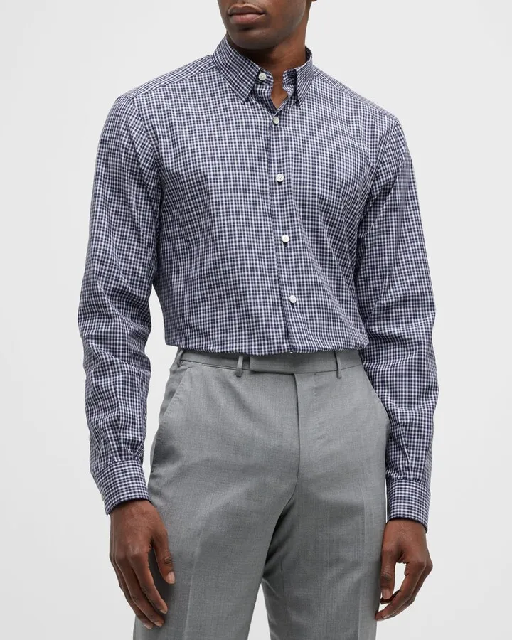Men's Micro-Check Cotton Sport Shirt