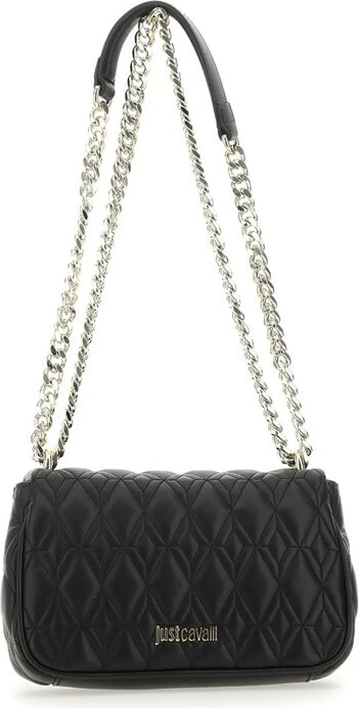 Just Cavalli Tiger Head Logo Plaque Quilted Shoulder Bag