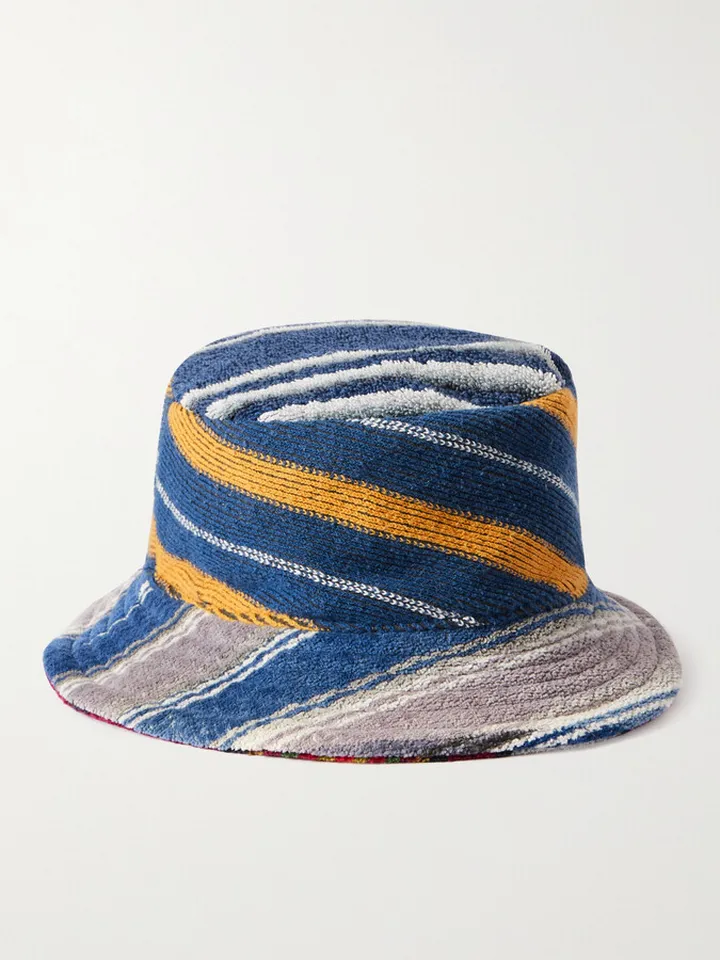 Striped Cotton-Terry Bucket Hat