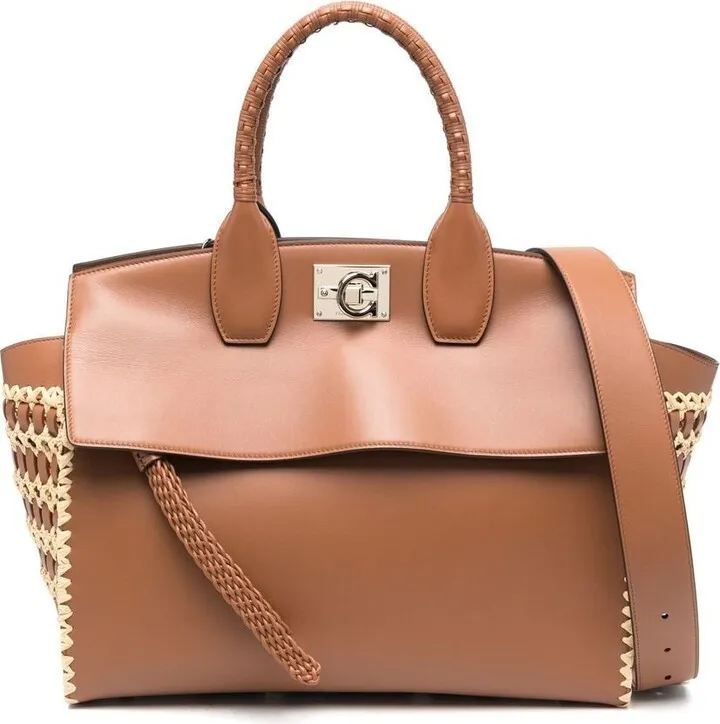 Studio Soft raffia-detailing tote bag