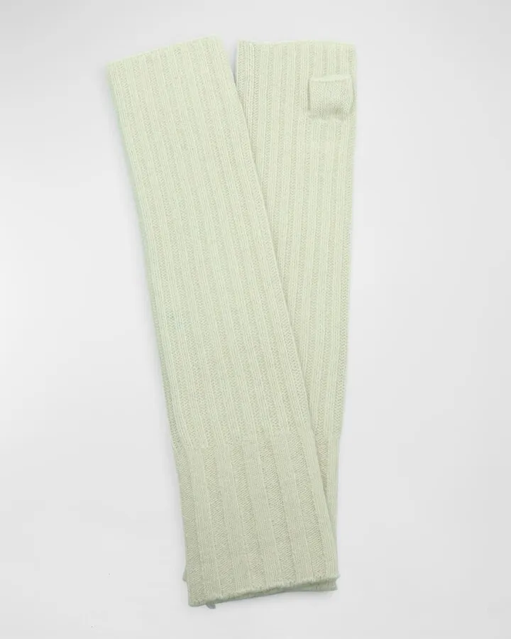 Long Ribbed Fingerless Cashmere Gloves