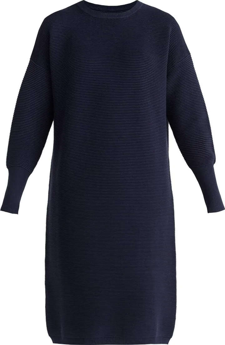 PAISIE - Paisie Ribbed Crew Neck Dress In Navy