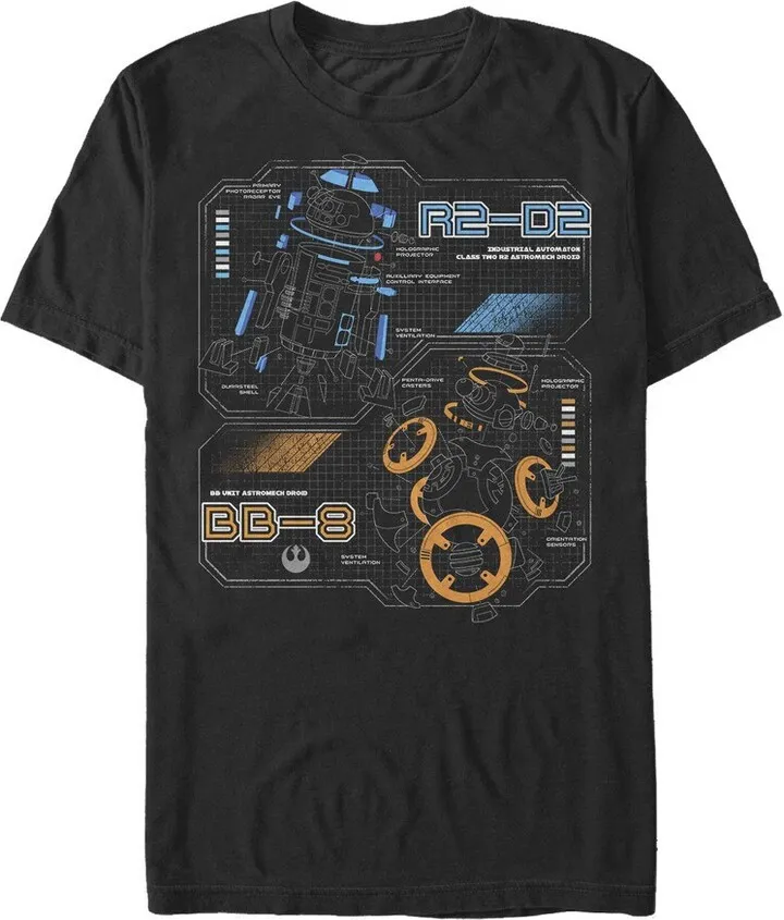 Men's Star Wars The Last Jedi Droid Schematics T-Shirt - Black - 2X Large