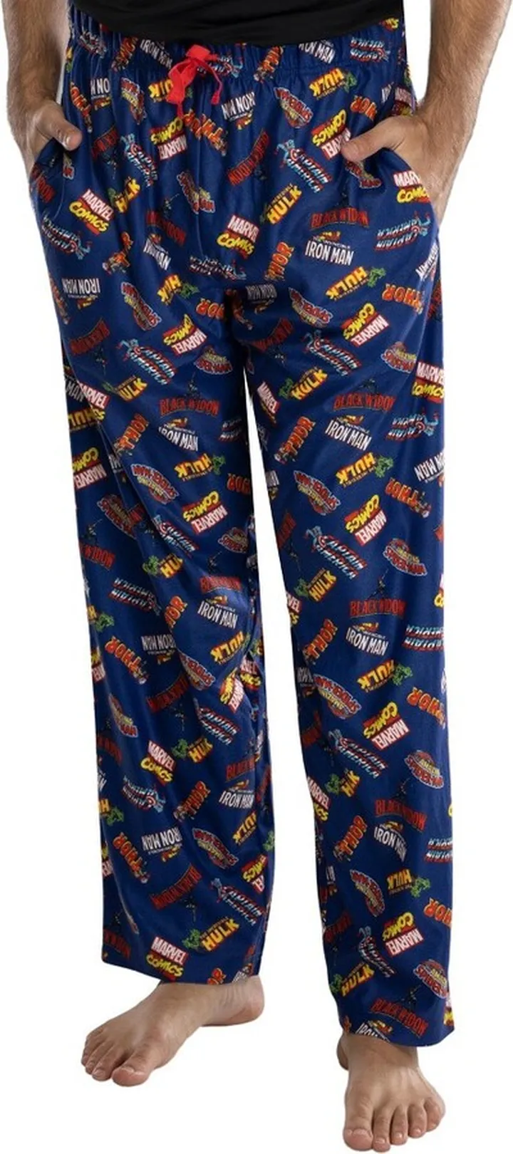 Marvel Comics Mens' Superhero Logo Titles Loungewear Pajama Pants (Small) Blue