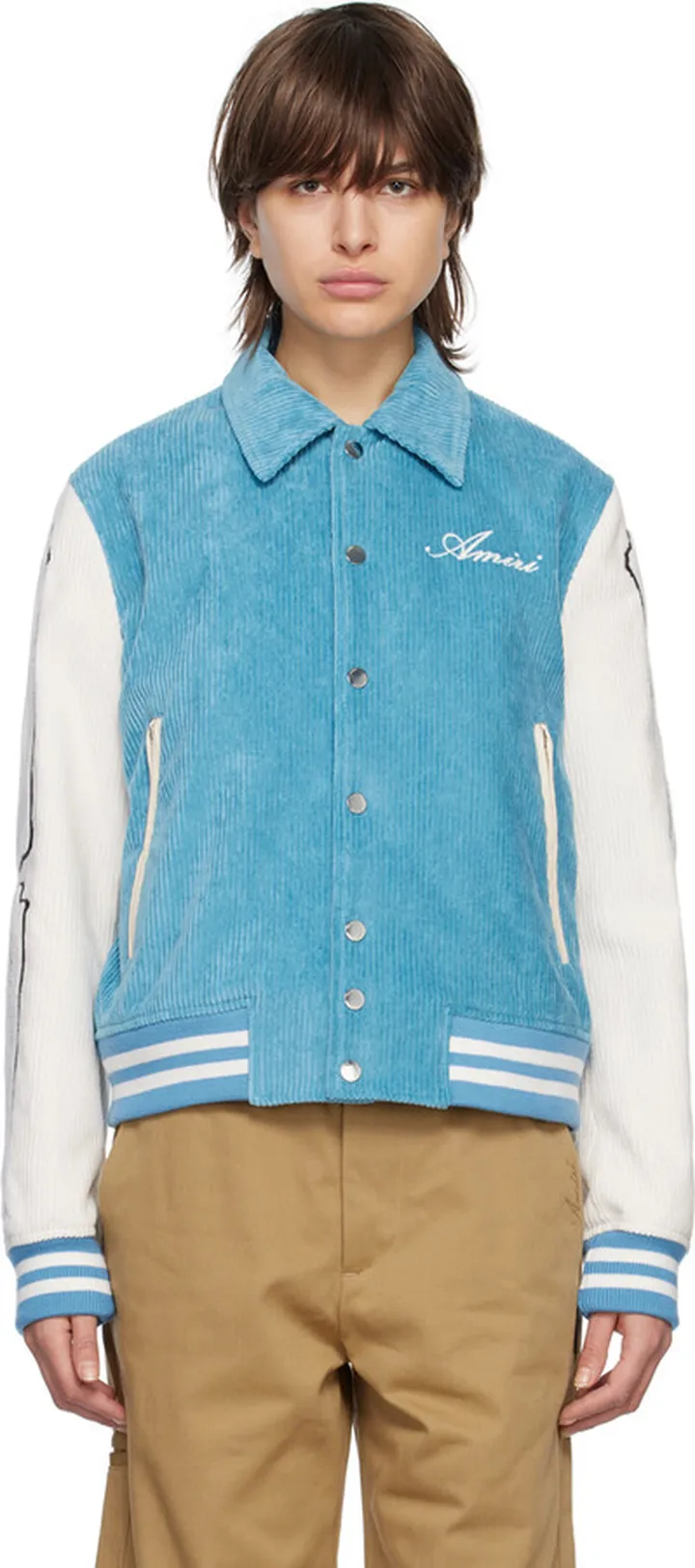 AMIRI Blue & White Bones Bomber Jacket