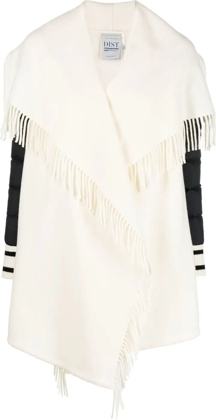 Padded-Sleeves Draped Cape Jacket
