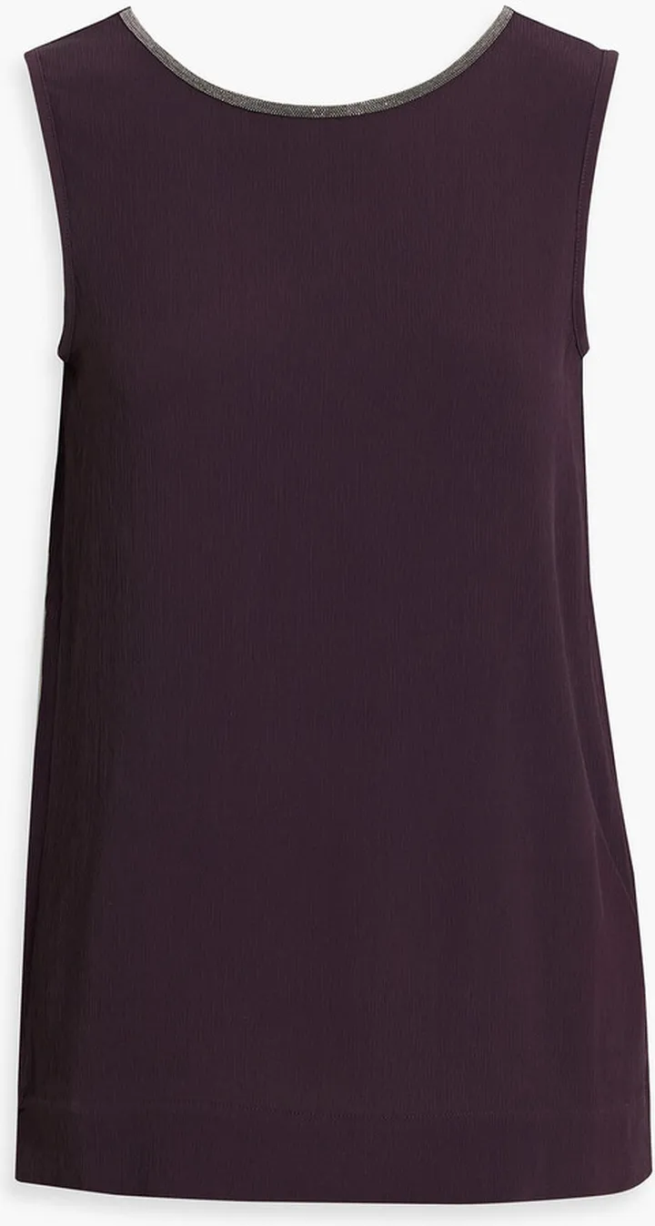Bead-embellished crepon tank