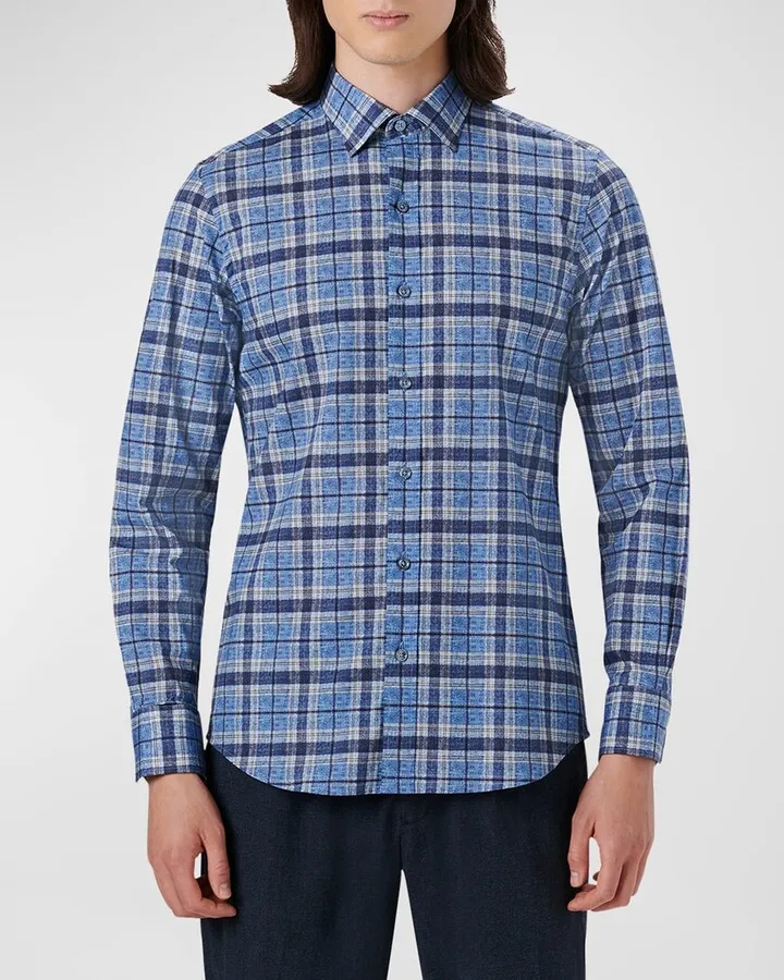 Men's Julian Shaped Plaid Check Sport Shirt