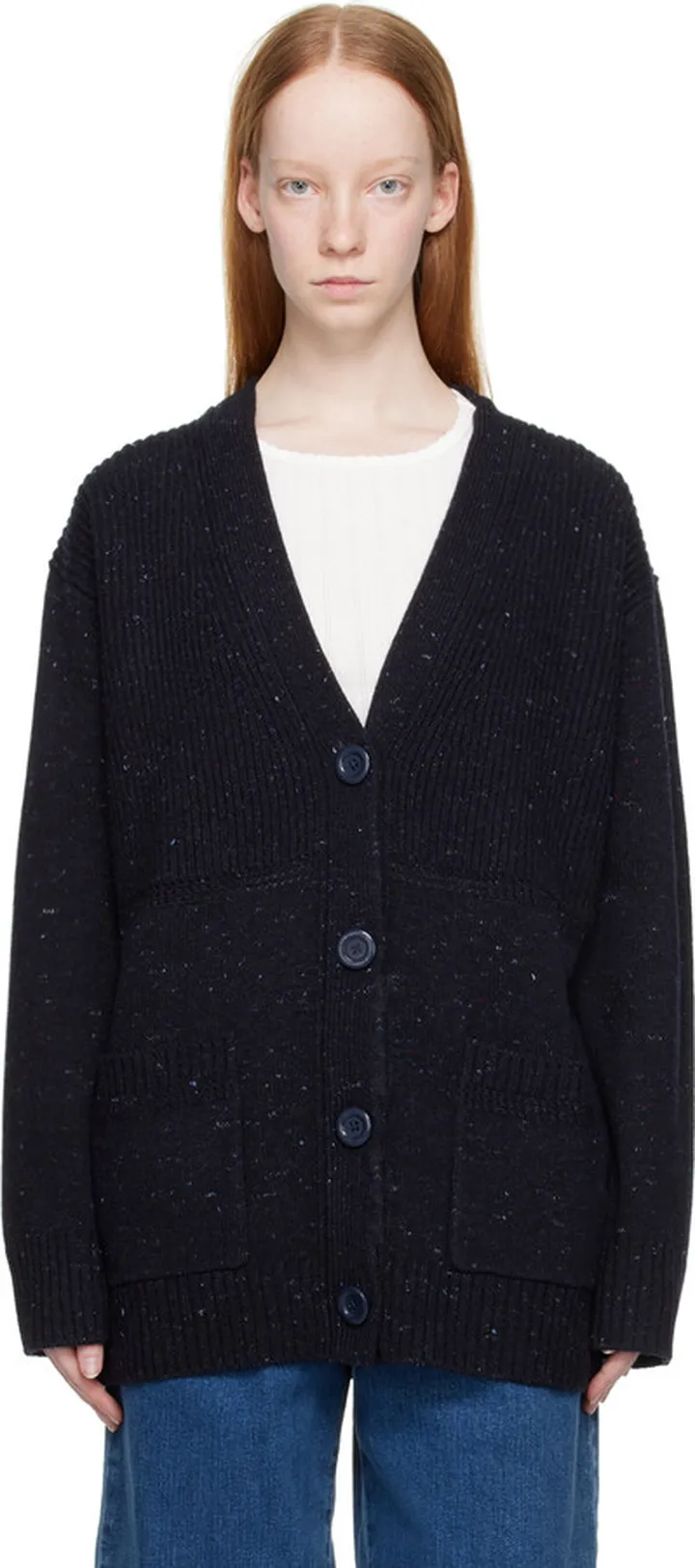 See by Chloé Navy Grandpa Cardigan