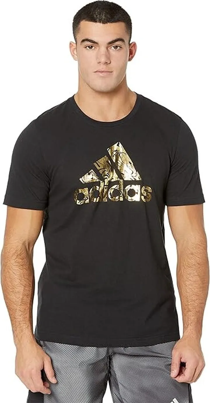 adidas Liquid Foil Badge Of Sport Tee (Black) Men's Clothing