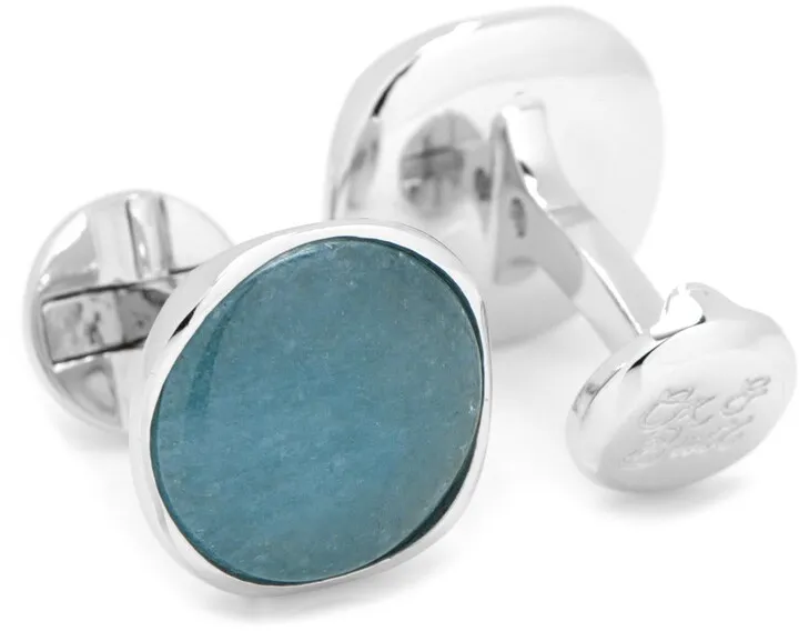 Sterling Silver Classic Formal Aquamarine Jade Cufflinks