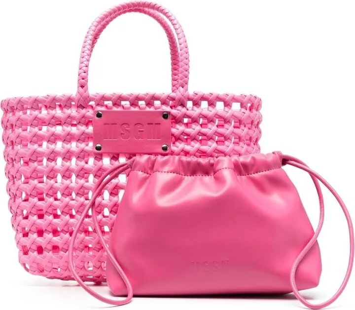 Logo-Plaque Woven Tote Bag
