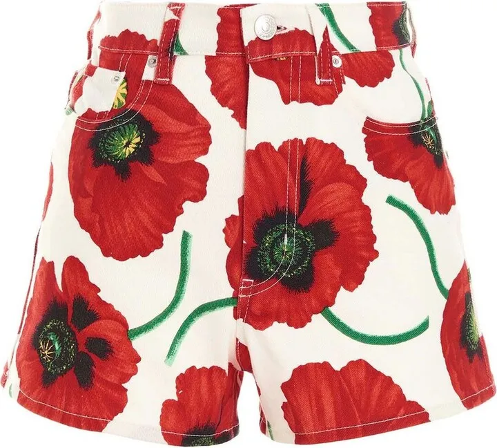 Kenzo All-Over Poppy Print Shorts