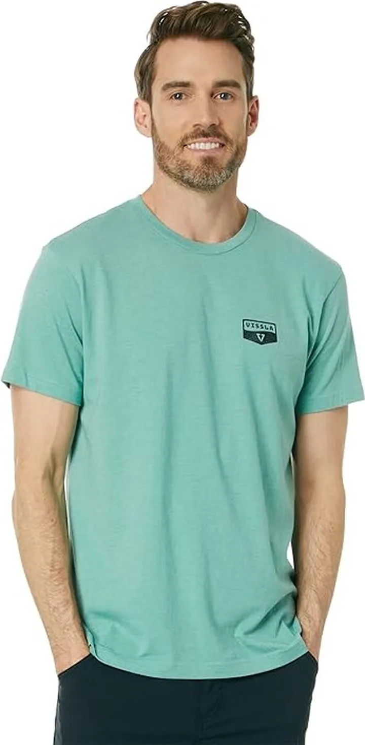 VISSLA Wavy Heather Short Sleeve Tee (Jade Heather) Men's Clothing