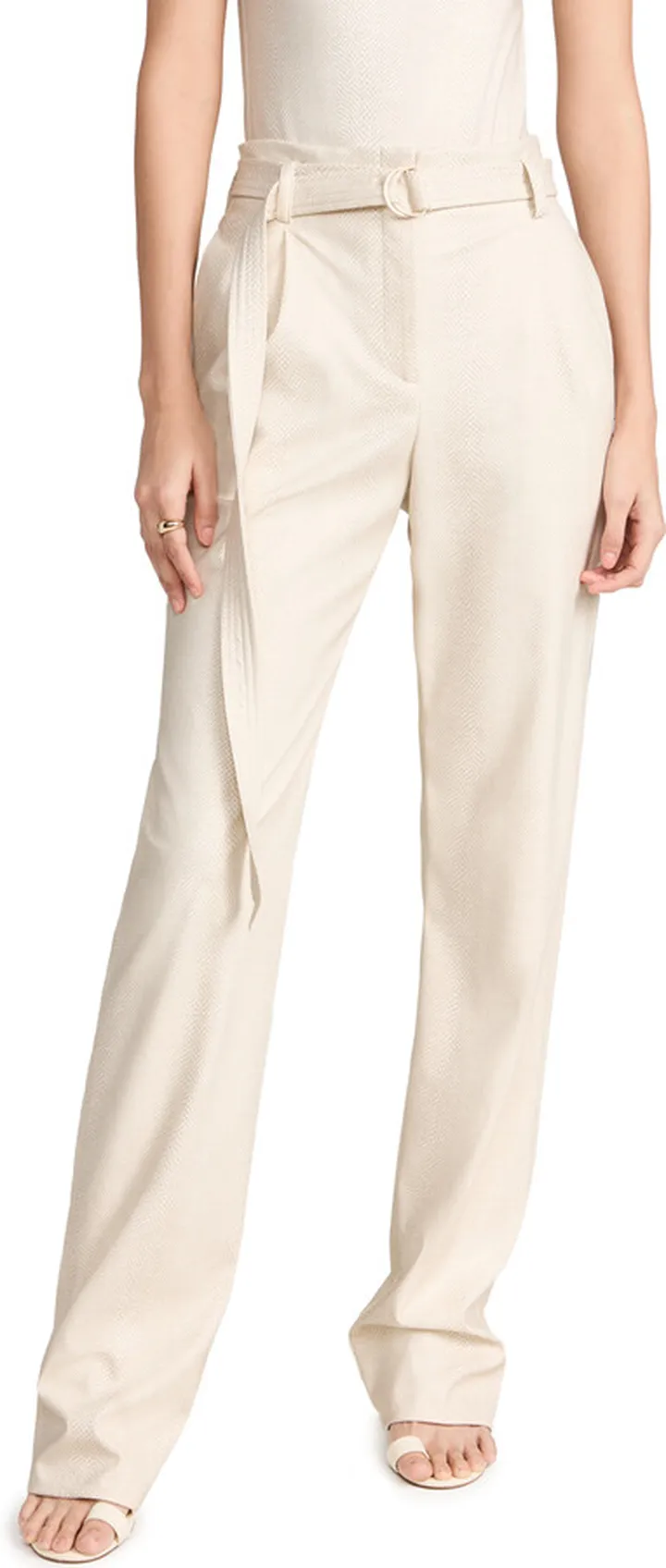 LAPOINTE Snake Faux Leather Belted Pants