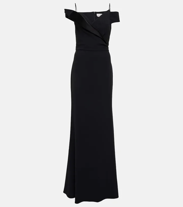 Off-shoulder crepe gown