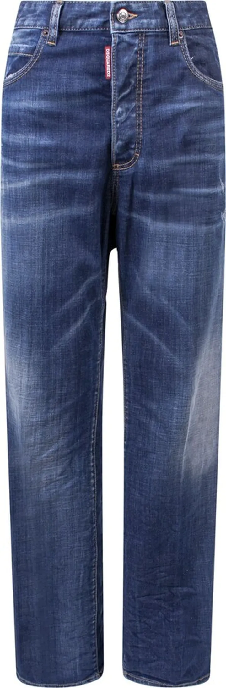 Stretch cotton jeans with ripped effect
