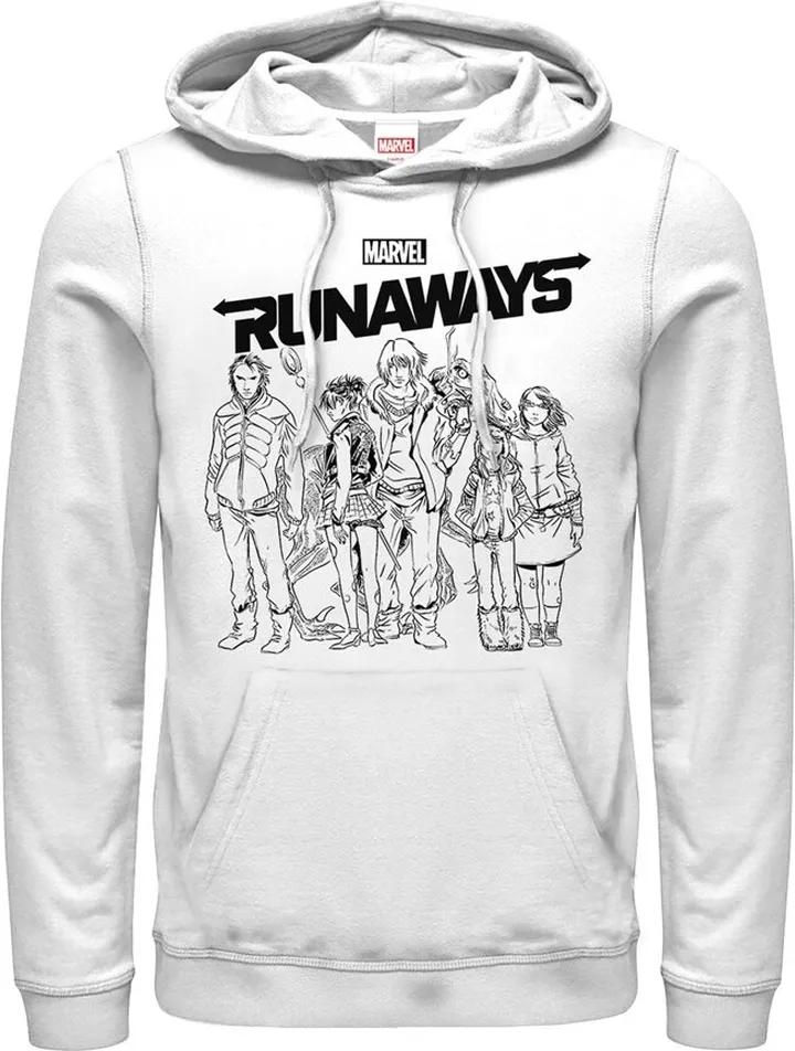 Men's Marvel Runaways Sleek Team Pull Over Hoodie - White - Medium