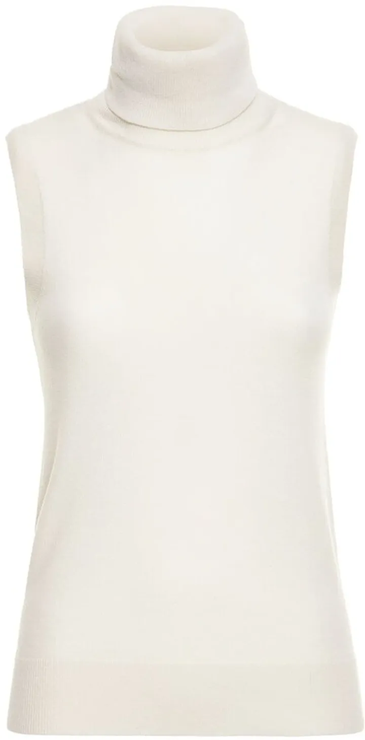 Sleeveless cashmere knit turtleneck top