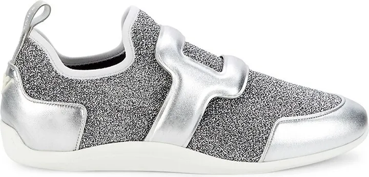 Metallic Leather Slip-On Sneakers