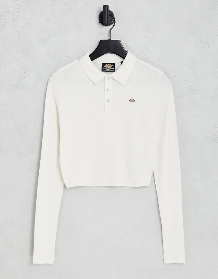 Dickies Tallase long sleeve polo shirt in white