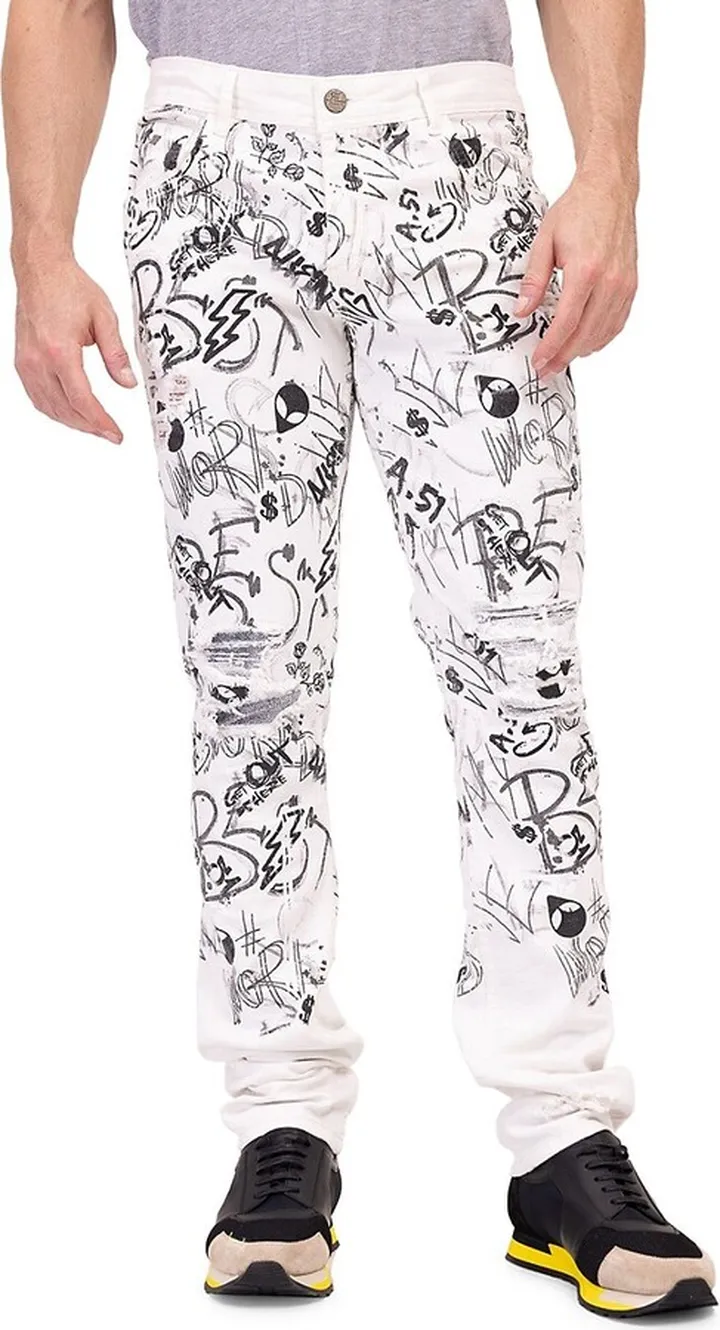 Scribbled Distressed Jeans
