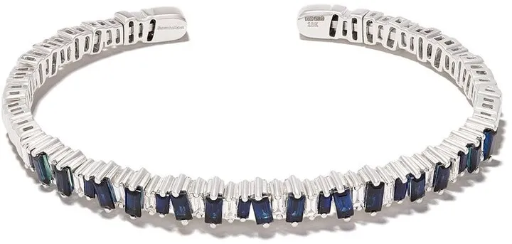18kt white gold Flexible blue sapphire and diamond cuff