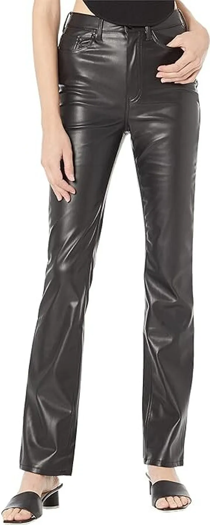 AFRM Heston Vegan Leather High-Rise Straight Leg (Noir) Women's Casual Pants