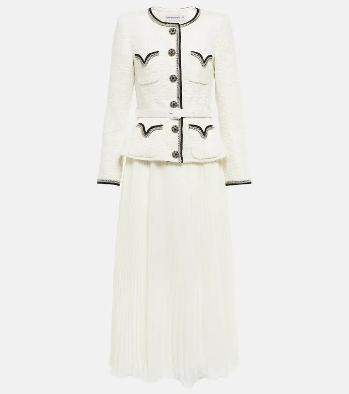 Embellished belted midi dress